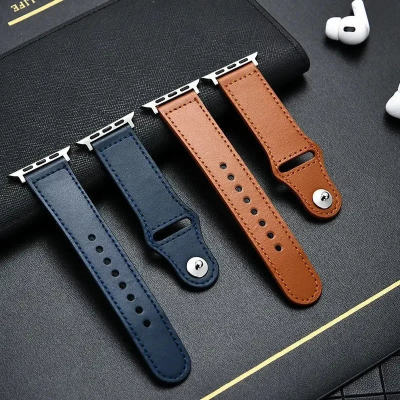 Genuine Leather Apple Watch Band – Premium Strap for Series 3–9, Ultra & SE