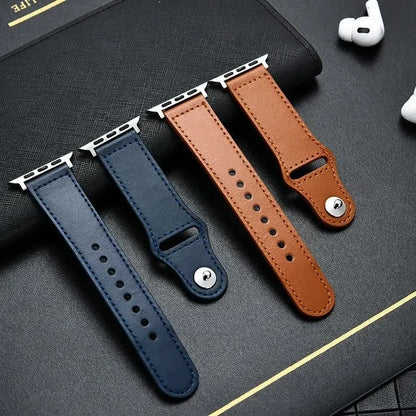 Genuine Leather Apple Watch Band – Premium Strap for Series 3–9, Ultra & SE