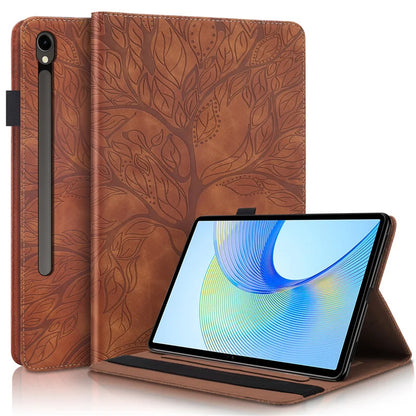 For Samsung Galaxy Tab S10 FE Case 10.9 inch SM-X510 SM-X516B 3D Tree Ebossed Wallet Stand Funda For Galaxy Tab S9 FE Case