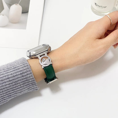 Diamond Leather Strap For Apple Watch