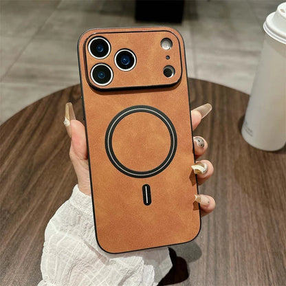 Luxury Leather MagSafe Case – Shockproof Magnetic Wireless Charging Cover for iPhone