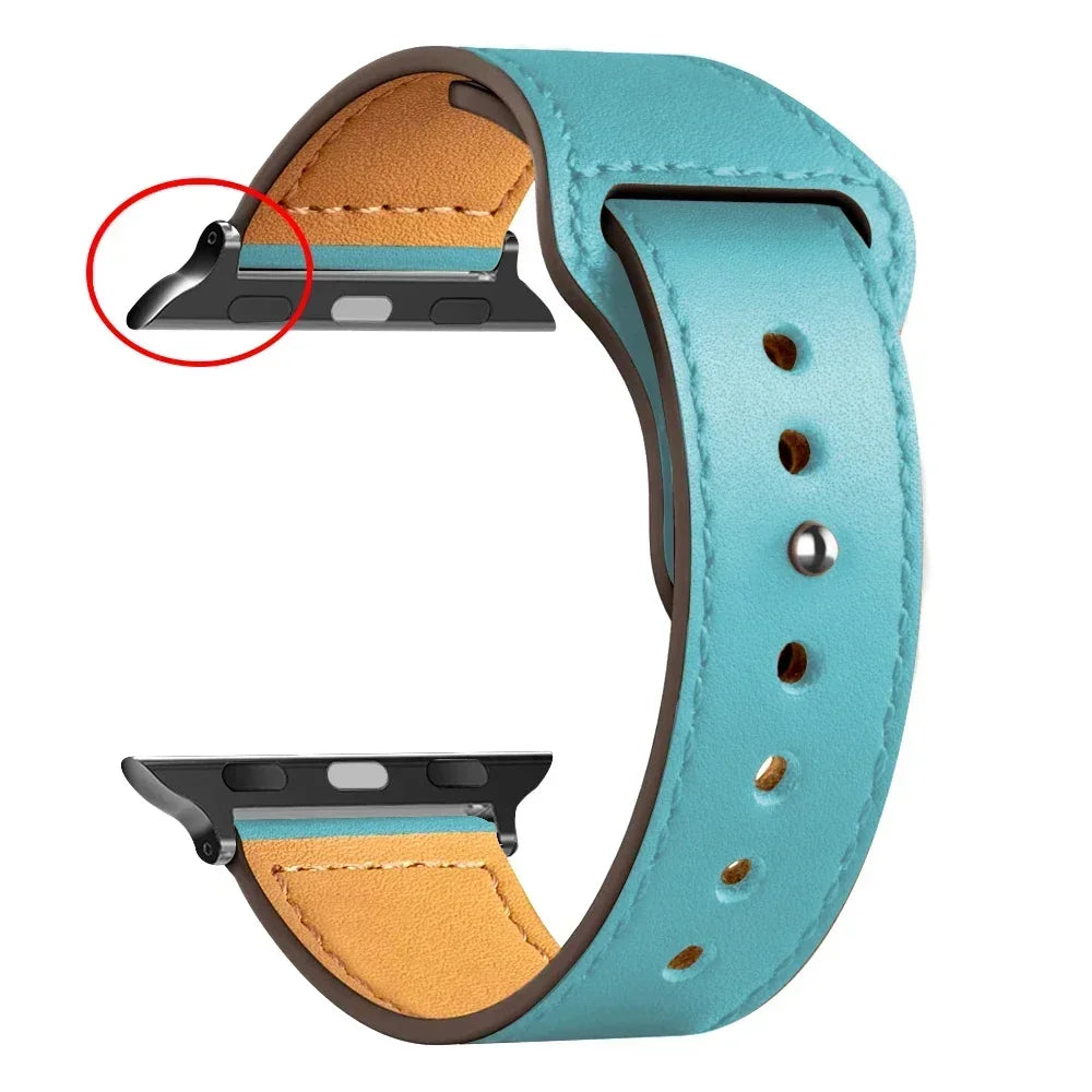 Leather strap For Apple watch band Ultra 2 49mm 44mm 40mm 38mm/42mm sport loop bracelet iWatch series 9 8 7 3 4 5 6 se 41mm/45mm