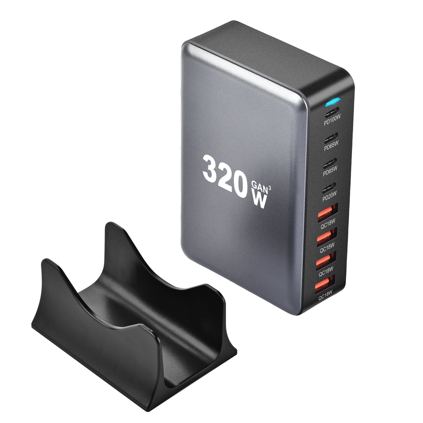 320W GaN Fast Charging Station with US/ UK / EU / AU Plug – Multi-Port Power Charger