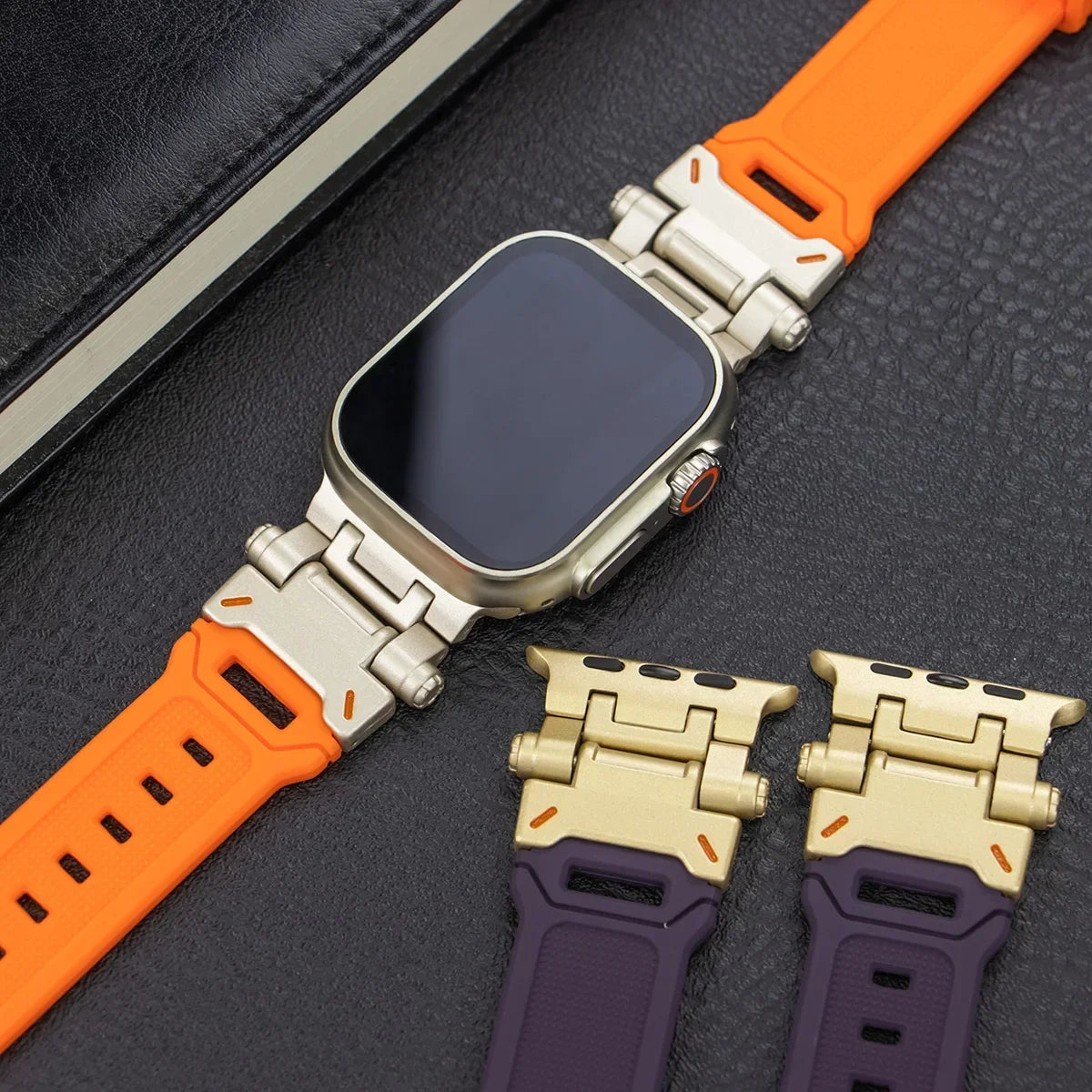 Metal & Silicone Apple Watch Strap – Rugged Sport Design for Ultra & Series