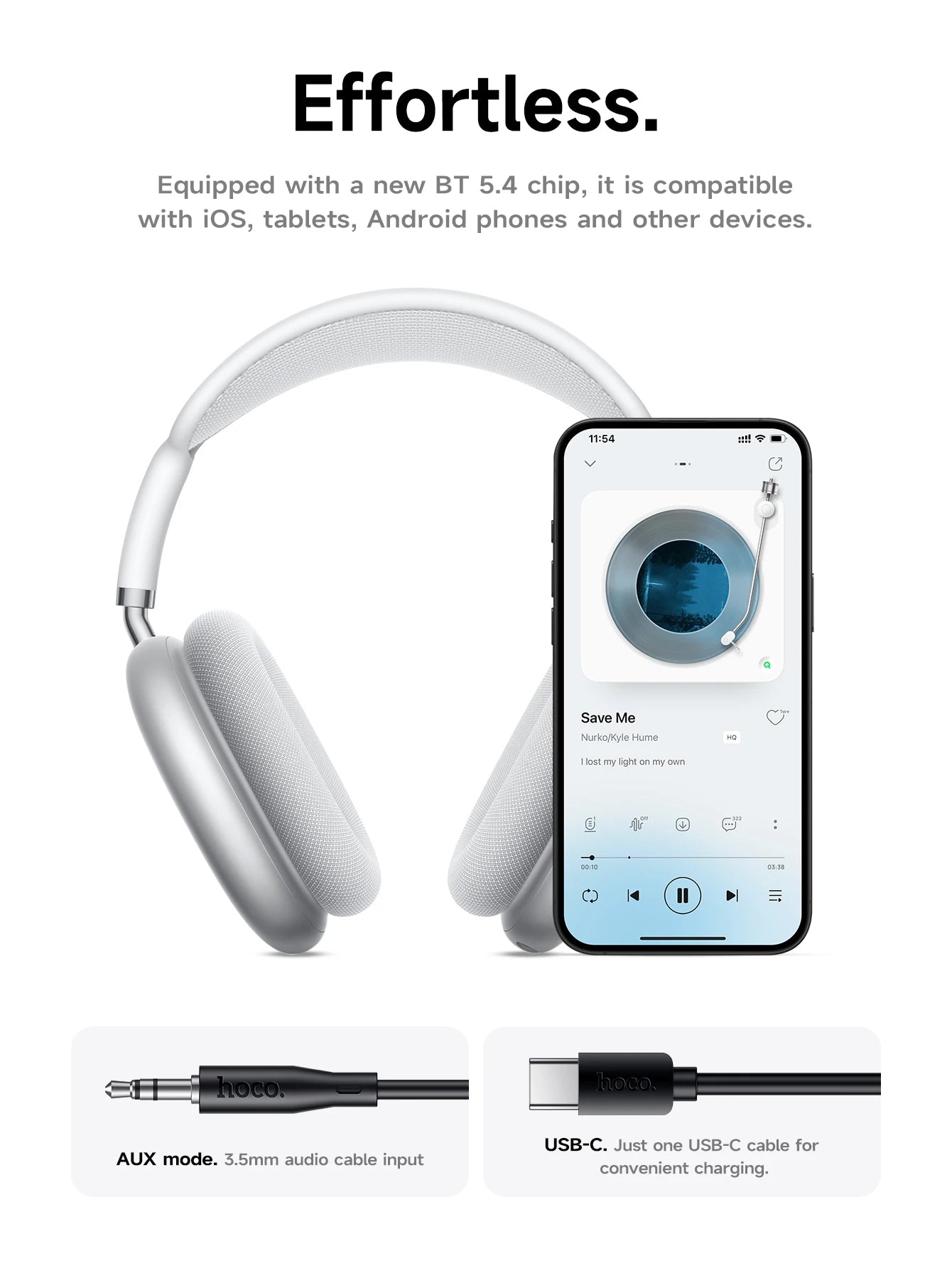 HOCO W65 Plus ANC Wireless Over-Ear Headphones – Noise Cancelling, Hi-Fi Sound