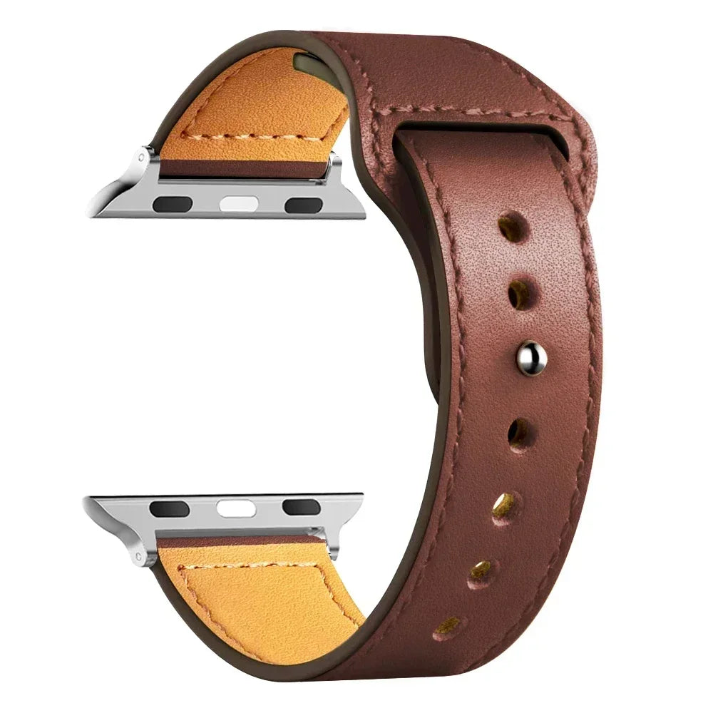 Leather strap For Apple watch band Ultra 2 49mm 44mm 40mm 38mm/42mm sport loop bracelet iWatch series 9 8 7 3 4 5 6 se 41mm/45mm