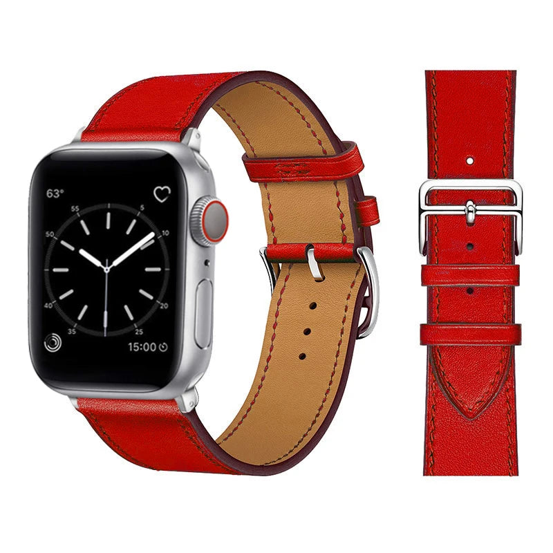 Leather Strap For Apple Watch Band 49mm 44mm 40mm 41mm 38mm 42 Single Tour Bracelet Correa iWatch Ultra Serie 3 4 6 SE 7 8 45mm