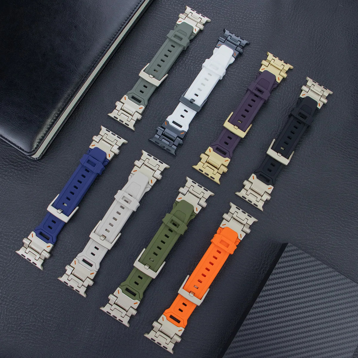 Metal & Silicone Apple Watch Strap – Rugged Sport Design for Ultra & Series