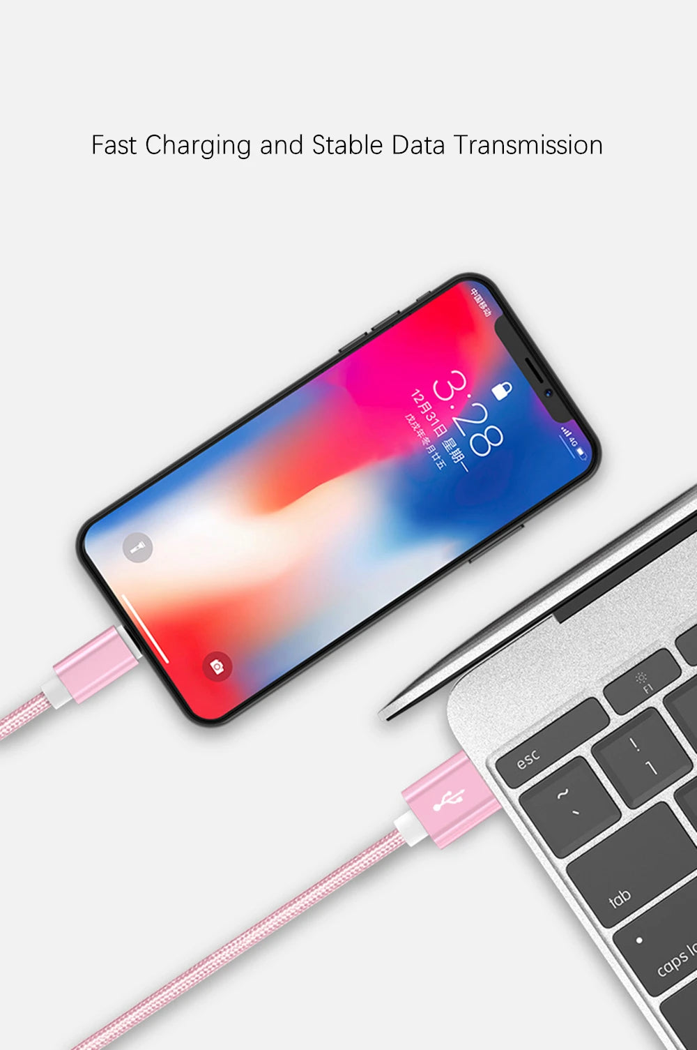Fast USB Charging Cable for iPhone 14 8 7 6S Plus X XR XS 13 12 11 Pro Max SE Nylon Braided USB Charger Cord Data Cable