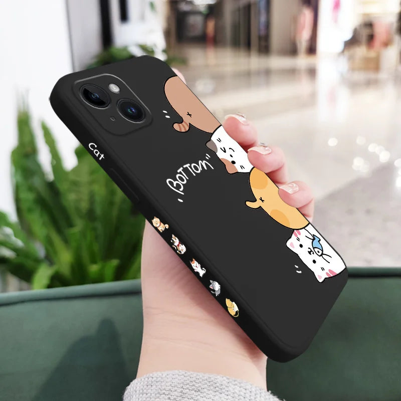 Cat Litter Phone Case For iPhone 15 14 13 12  Plus Pro Max Mini  Liquid Silicone Cover