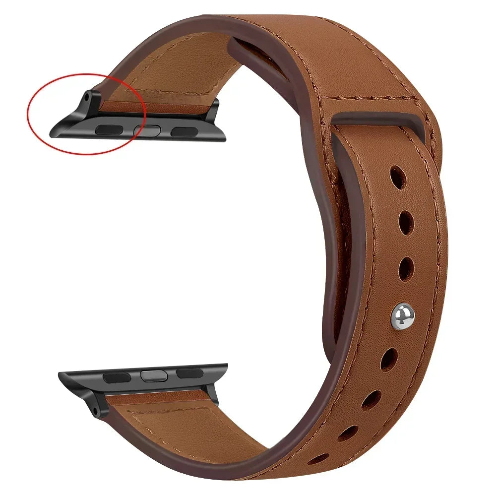 Genuine Leather Apple Watch Band – Premium Strap for Series 3–9, Ultra & SE
