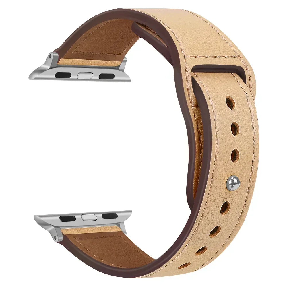 Genuine Leather Apple Watch Band – Premium Strap for Series 3–9, Ultra & SE