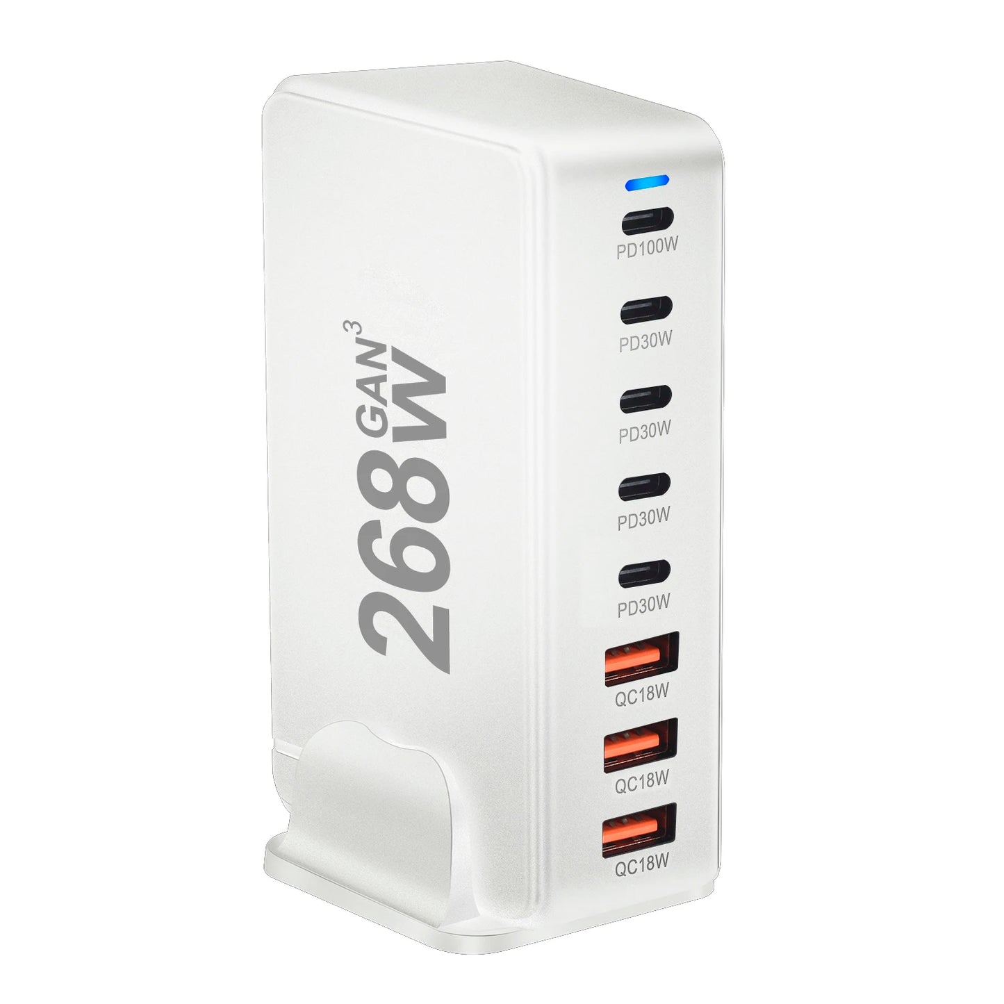 268W GaN Fast Charger – 8 USB-C Ports Desktop Charging Station with US/ EU / UK / AU Plug