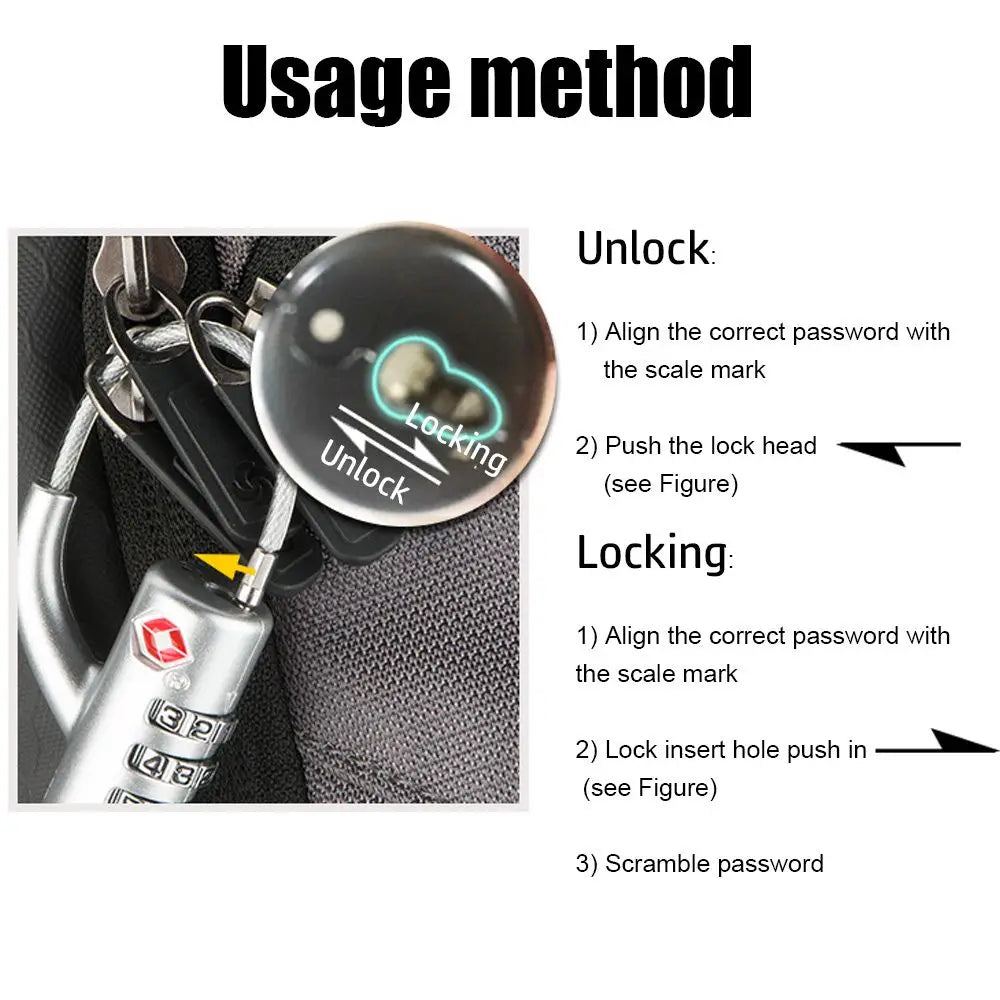 TSA Approved Travel Luggage Lock with 3-Digit Password – Secure Suitcase Lock for Travel Bags
