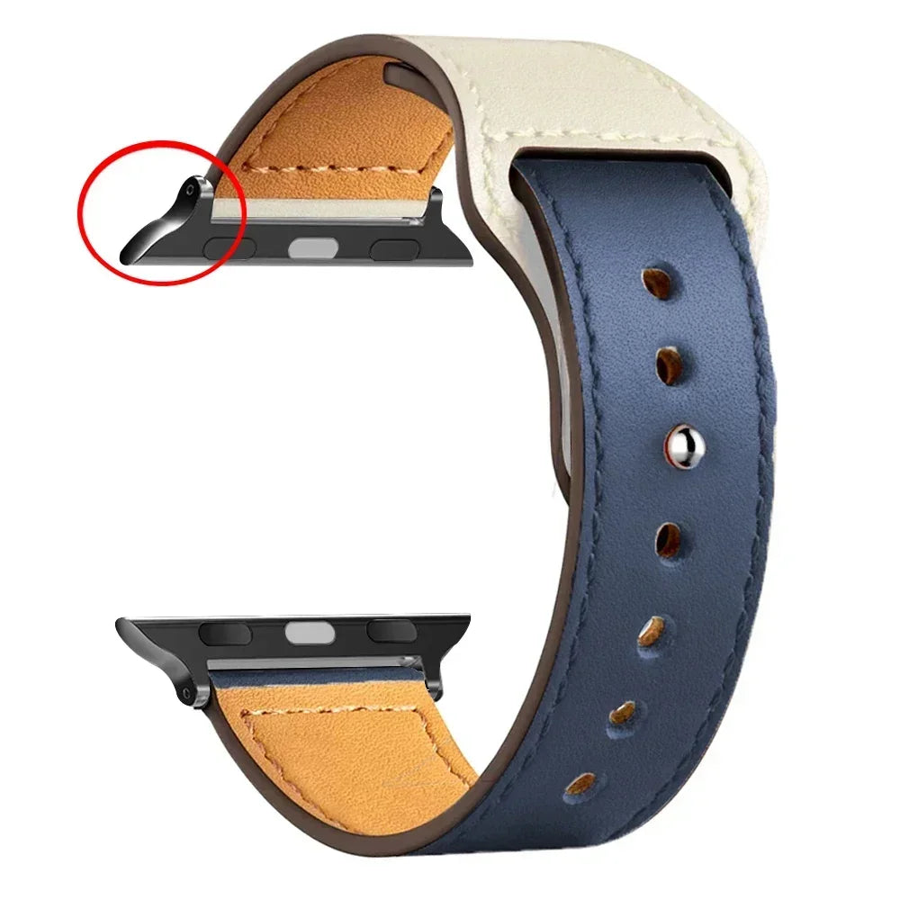 Leather strap For Apple watch band Ultra 2 49mm 44mm 40mm 38mm/42mm sport loop bracelet iWatch series 9 8 7 3 4 5 6 se 41mm/45mm