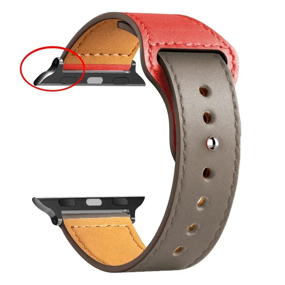 Leather strap For Apple watch band Ultra 2 49mm 44mm 40mm 38mm/42mm sport loop bracelet iWatch series 9 8 7 3 4 5 6 se 41mm/45mm