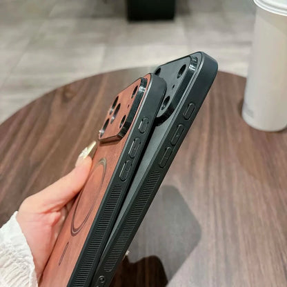 Luxury Leather MagSafe Case – Shockproof Magnetic Wireless Charging Cover for iPhone