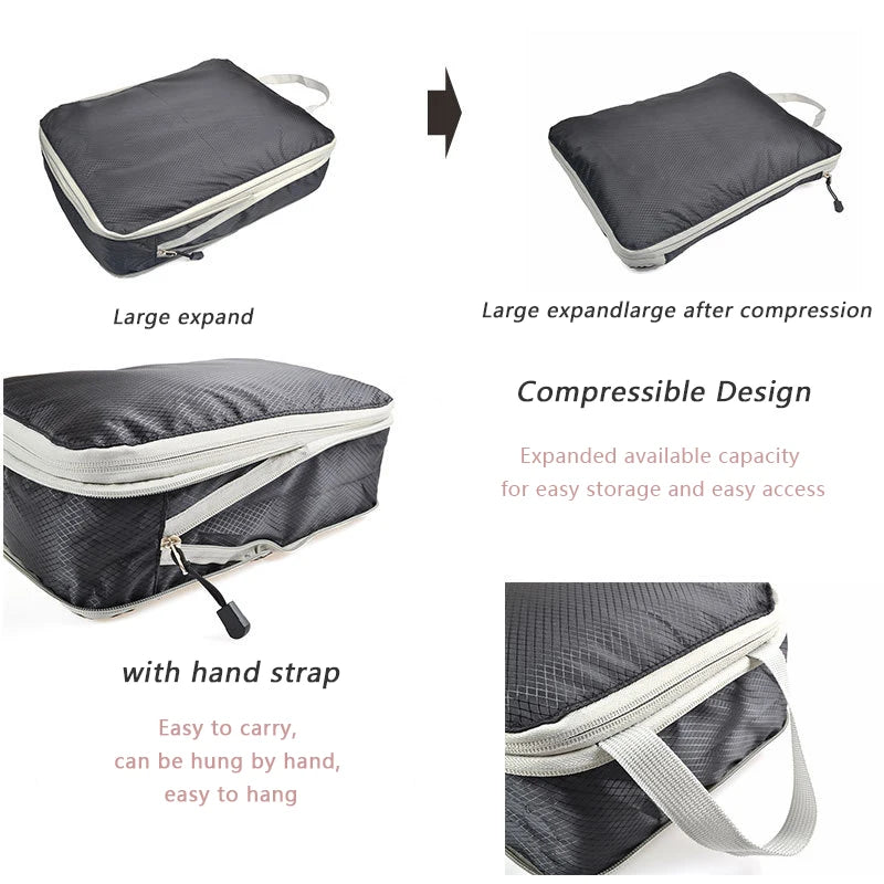 Travel Packing Cubes Set – Lightweight Compressible Luggage Organizers (3pcs)