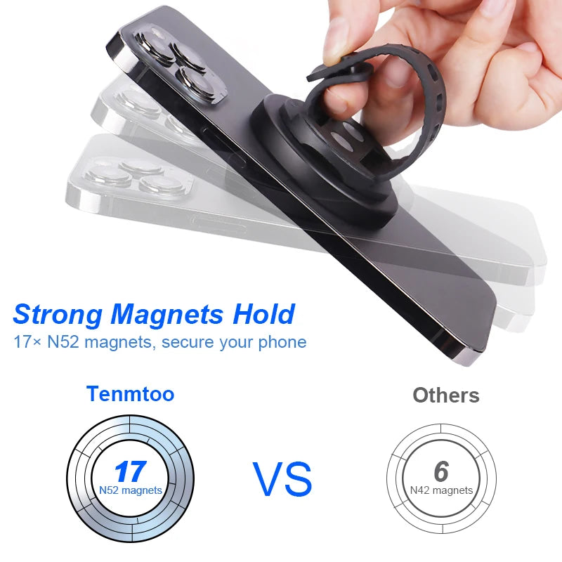 Magnetic Phone Grip for MagSafe Adjustable Strap bicycle Gym Phone Ring Holder Compatible with iPhone 14 Pro 13 12 Smartphones