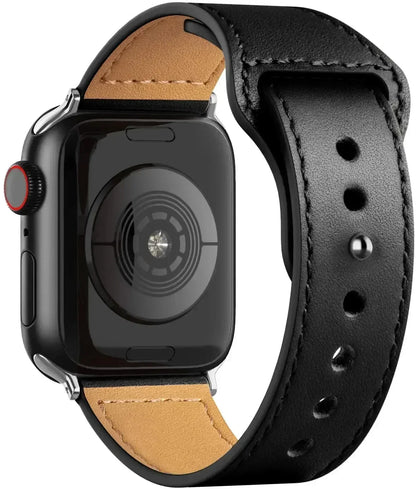 Genuine Leather Apple Watch Band – Premium Strap for Series 3–9, Ultra & SE