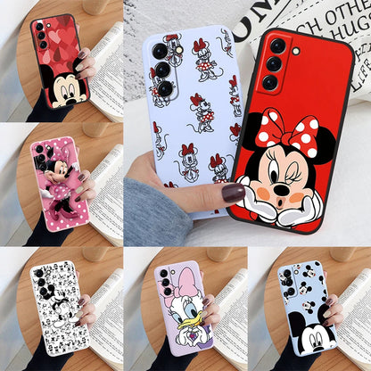 For Samsung S22 S 22 Plus Ultra Phone Case Cute Pink Mickey Minnie Soft TPU Protection Shockproof Cover For Samsung Galaxy S22