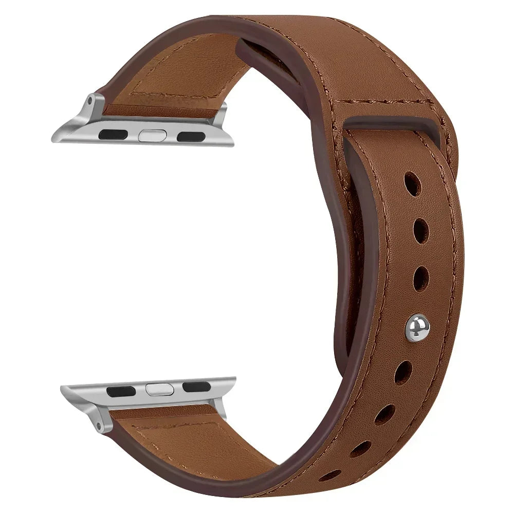 Genuine Leather Apple Watch Band – Premium Strap for Series 3–9, Ultra & SE