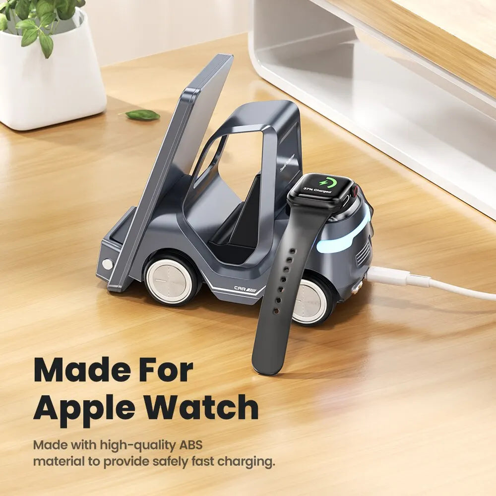 5 in 1 Wireless Charger Phone Stand For iPhone 15 14 13 15W Fast Charging Magnetic Dock Station For Apple Watch Earphones