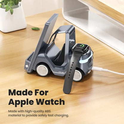 5 in 1 Wireless Charger Phone Stand For iPhone 15 14 13 15W Fast Charging Magnetic Dock Station For Apple Watch Earphones