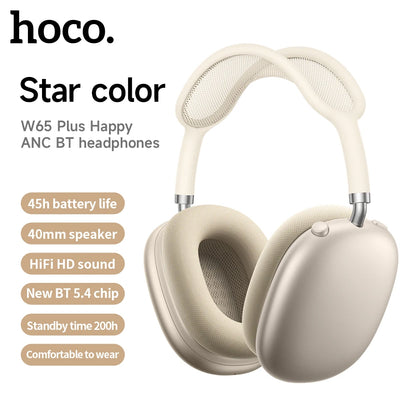 HOCO W65 Plus ANC Wireless Over-Ear Headphones – Noise Cancelling, Hi-Fi Sound