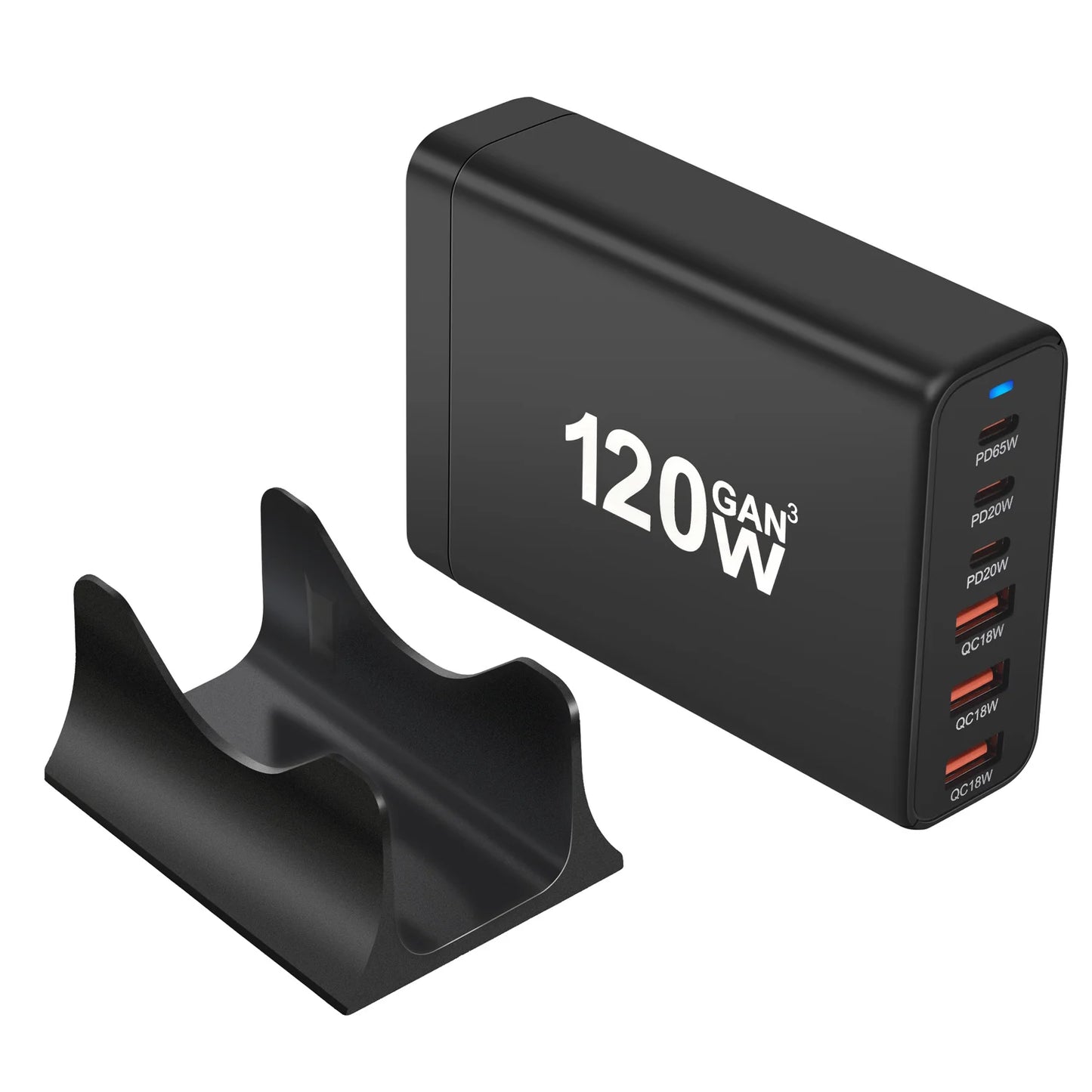 120W GaN Fast Charger 6 Ports – USB-C & USB Wall Charger with US, EU, UK & AU Plug