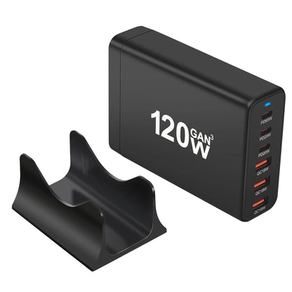 120W GaN Fast Charger 6 Ports – USB-C & USB Wall Charger with US, EU, UK & AU Plug