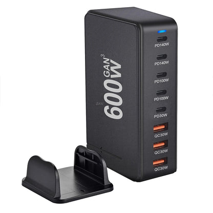 600W GaN Fast Charging Station with US / UK / EU / AU Plug – Multi-Port Power Charger