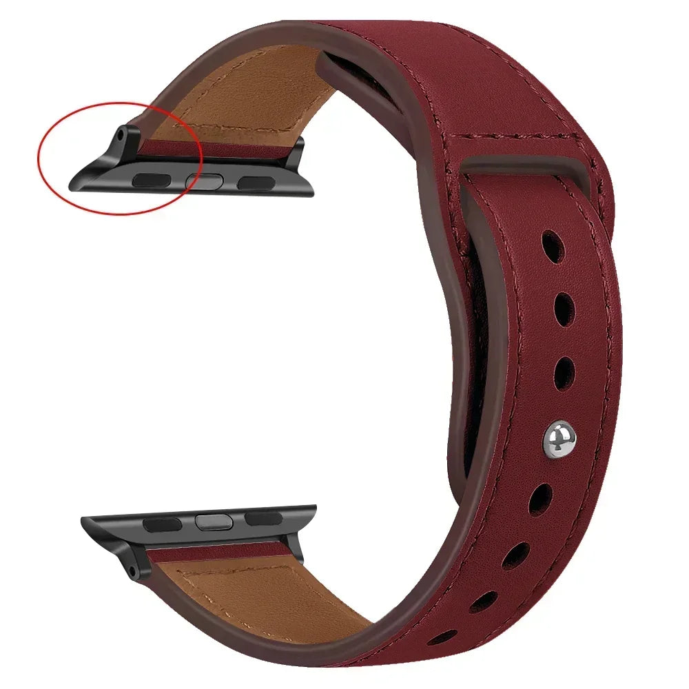 Genuine Leather Apple Watch Band – Premium Strap for Series 3–9, Ultra & SE