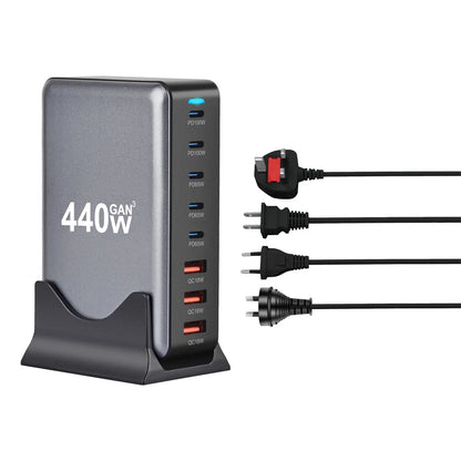 440W Gan Fast Charge 3.0 USB Type C Fast Charger Mobile 8-port 5C3A PD Charger  Convenient To Carry Tablet Charger