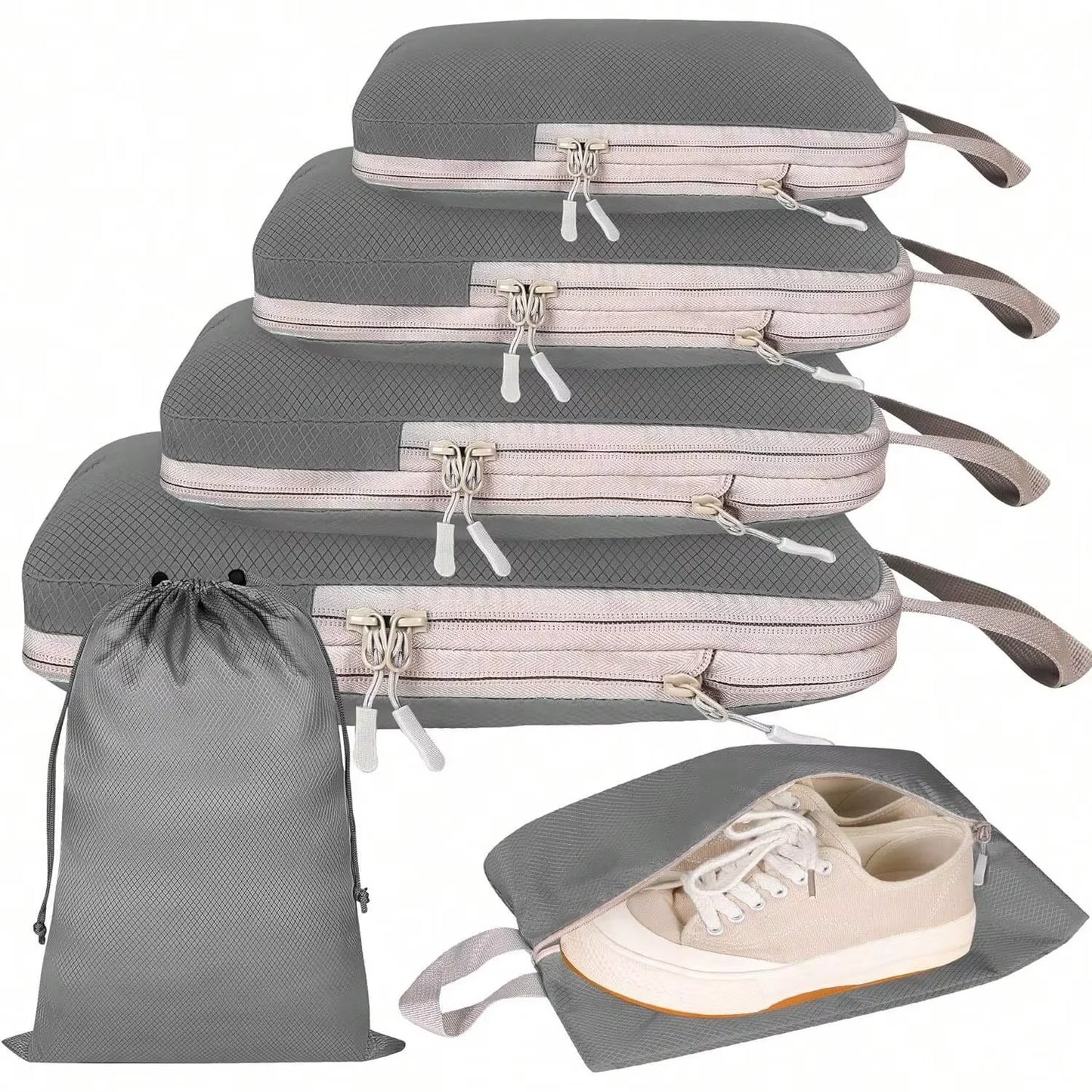 6-Piece Packing Cubes Set – Compressible Travel Organizer Bags
