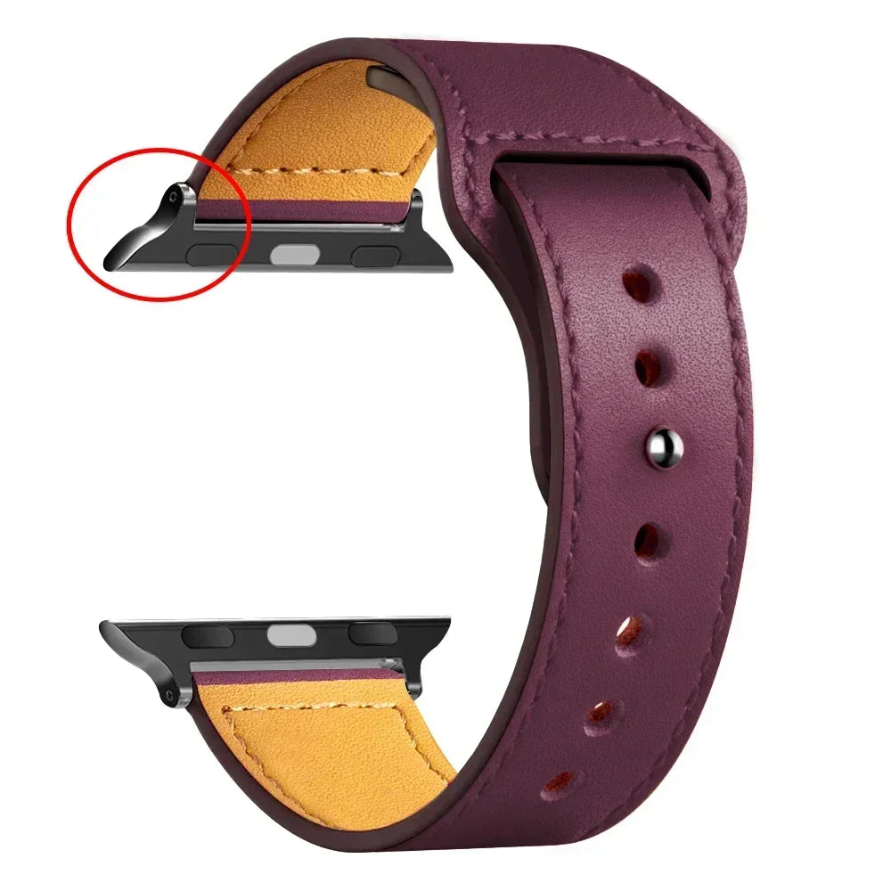 Leather strap For Apple watch band Ultra 2 49mm 44mm 40mm 38mm/42mm sport loop bracelet iWatch series 9 8 7 3 4 5 6 se 41mm/45mm