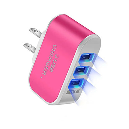 3USB EU US Plug LED Mobile Phone Chargers Multi-Head Travel Charger 3Ports LED Light Phone Charge Adapter EU Plug Charger