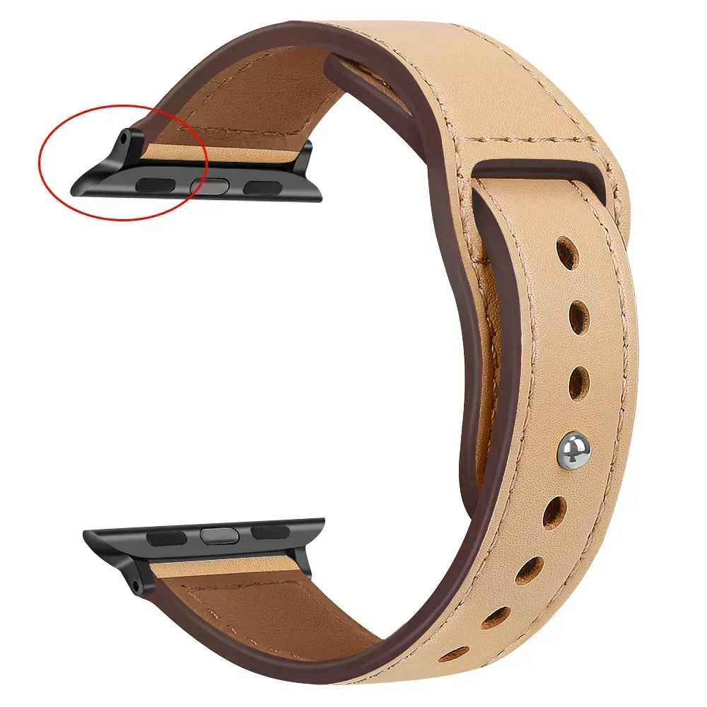 Genuine Leather Apple Watch Band – Premium Strap for Series 3–9, Ultra & SE