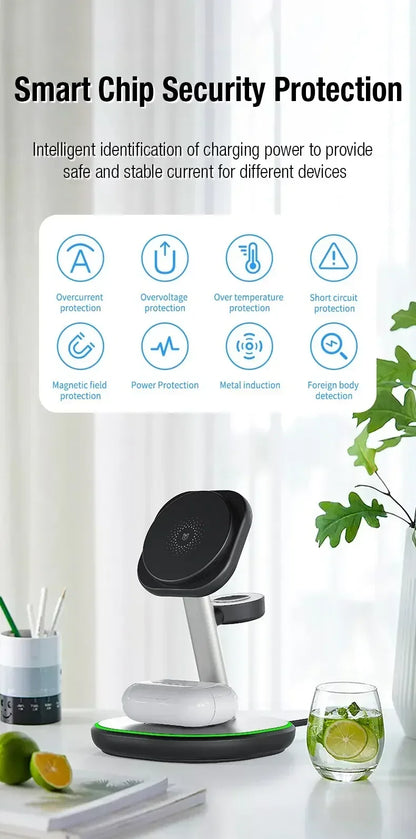 3-in-1 Magnetic Wireless Charging– Fast Charger Stand for iPhone, Apple Watch & AirPods