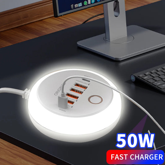 50W Fast Charger – Multi-Port USB & USB-C Power Adapter