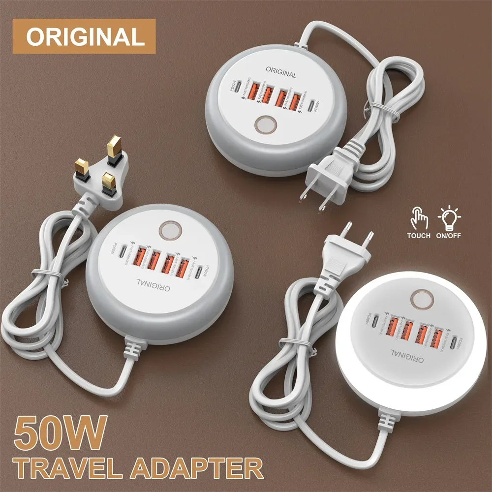 50W Fast Charger – Multi-Port USB & USB-C Power Adapter