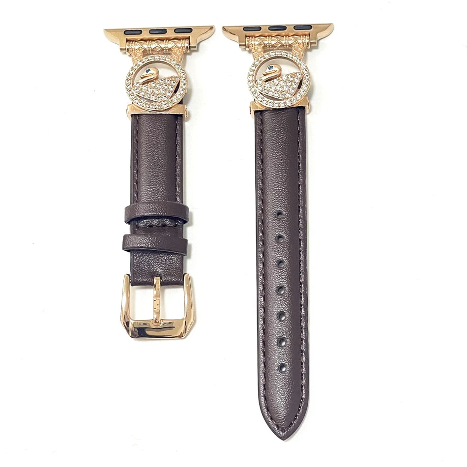 Diamond Leather Strap For Apple Watch