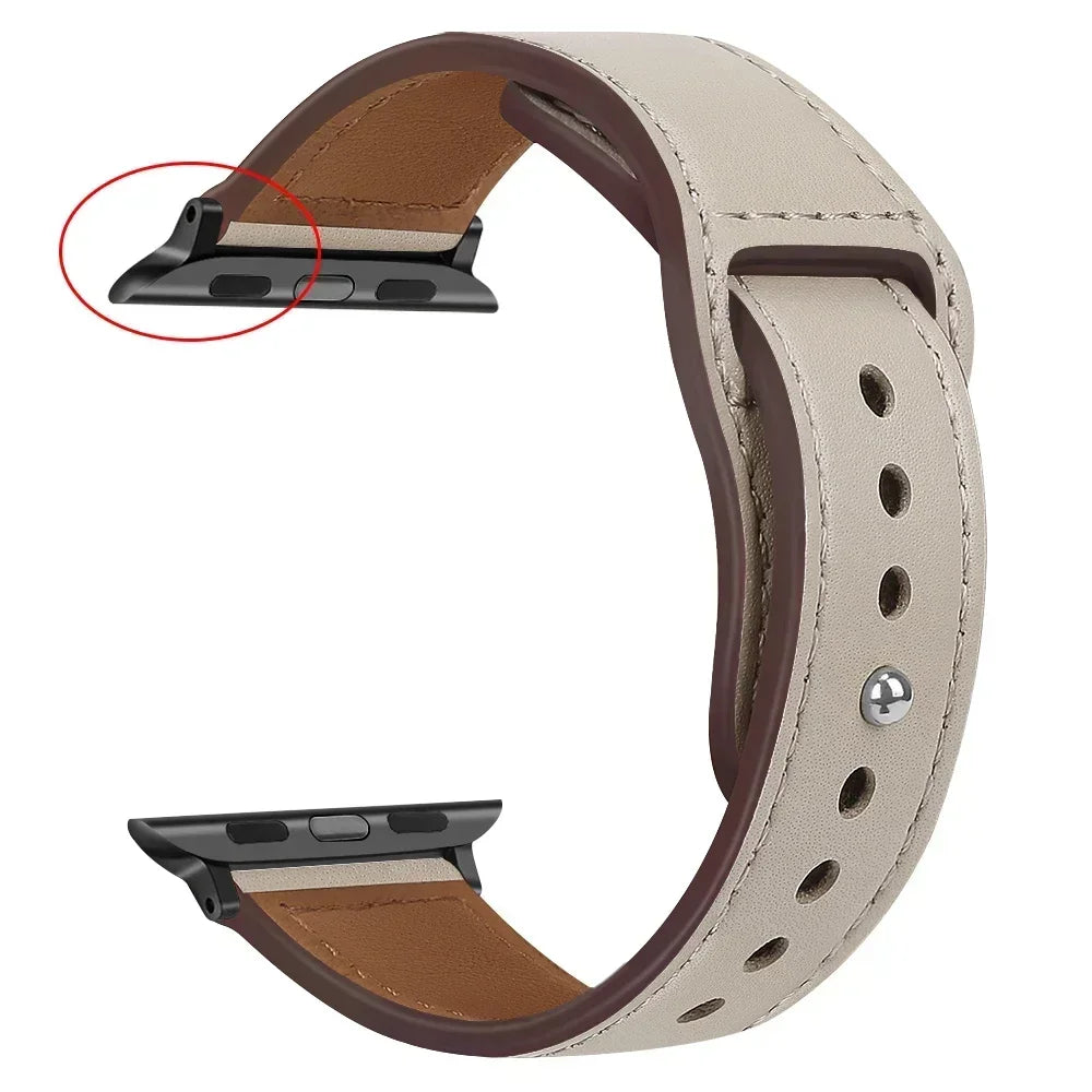 Genuine Leather Apple Watch Band – Premium Strap for Series 3–9, Ultra & SE