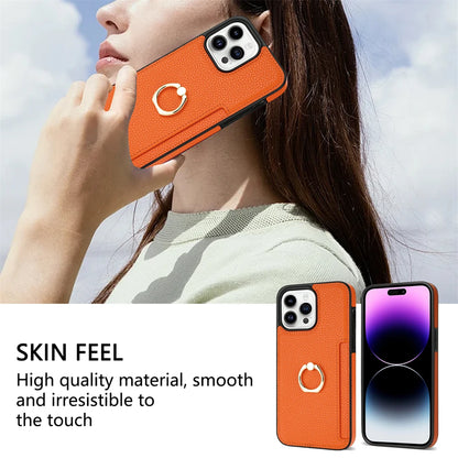 Card Solt Litchi Leather Wallet Case For iPhone