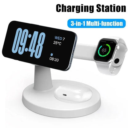3-in-1 Magnetic Wireless Charging– Fast Charger Stand for iPhone, Apple Watch & AirPods