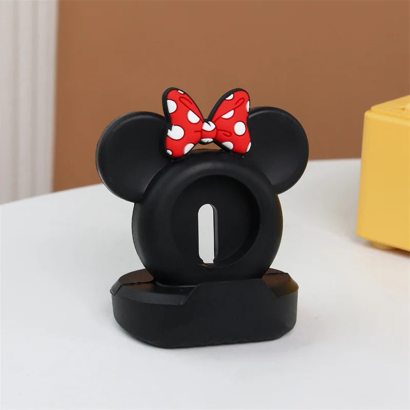 Cute Cartoon Bow Tie Bear Silicone Charger Stand For Apple Watch Serie 8 SE 7 6 5 For Iwatch Charging Desktop Holder Accessories