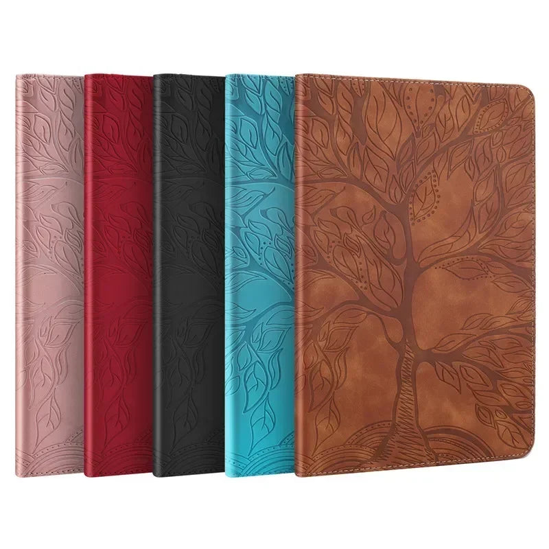 For Samsung Galaxy Tab S10 FE Case 10.9 inch SM-X510 SM-X516B 3D Tree Ebossed Wallet Stand Funda For Galaxy Tab S9 FE Case