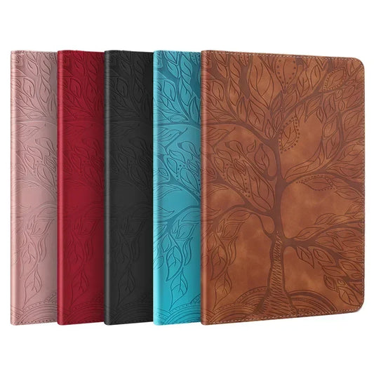 For Samsung Galaxy Tab S10 FE Case 10.9 inch SM-X510 SM-X516B 3D Tree Ebossed Wallet Stand Funda For Galaxy Tab S9 FE Case
