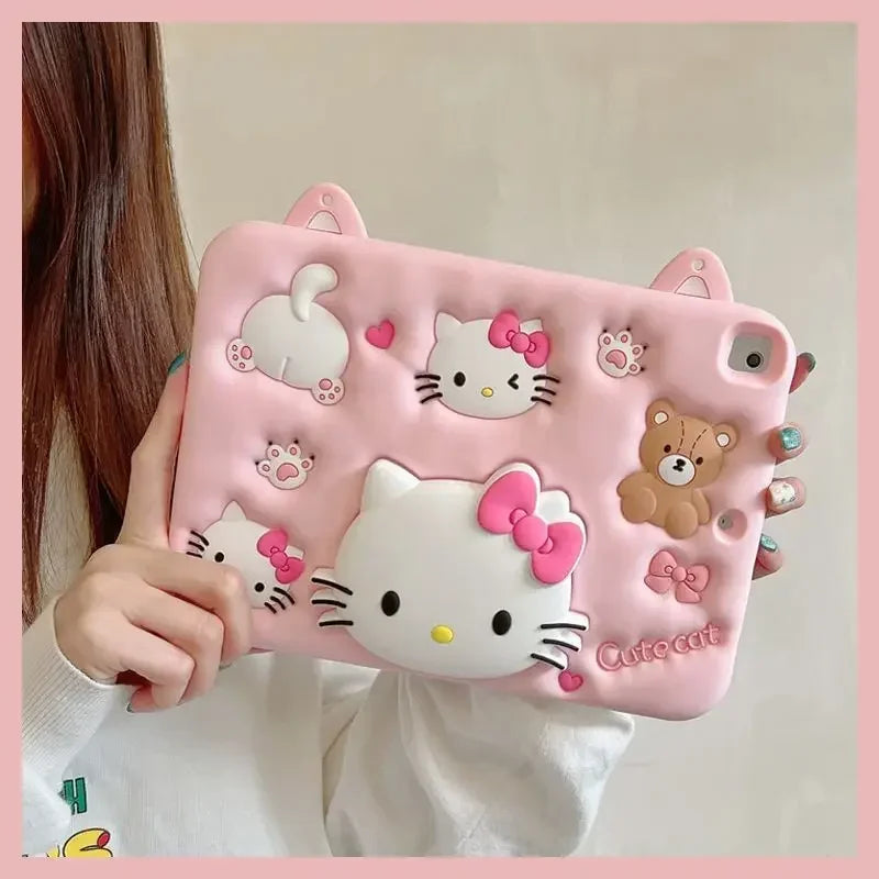 Hello Kitty Cute iPad Case – Soft Silicone Protective Cover with Stand