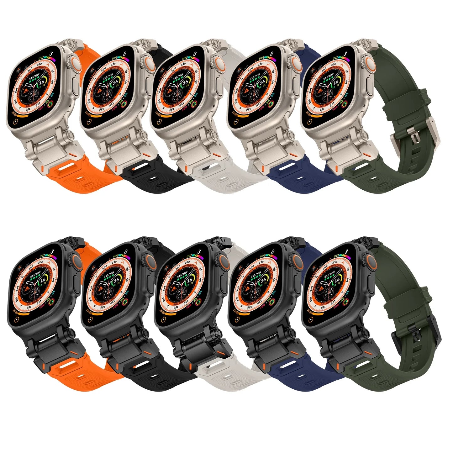 Metal+Silicone Strap For Apple Watch Ultra Band